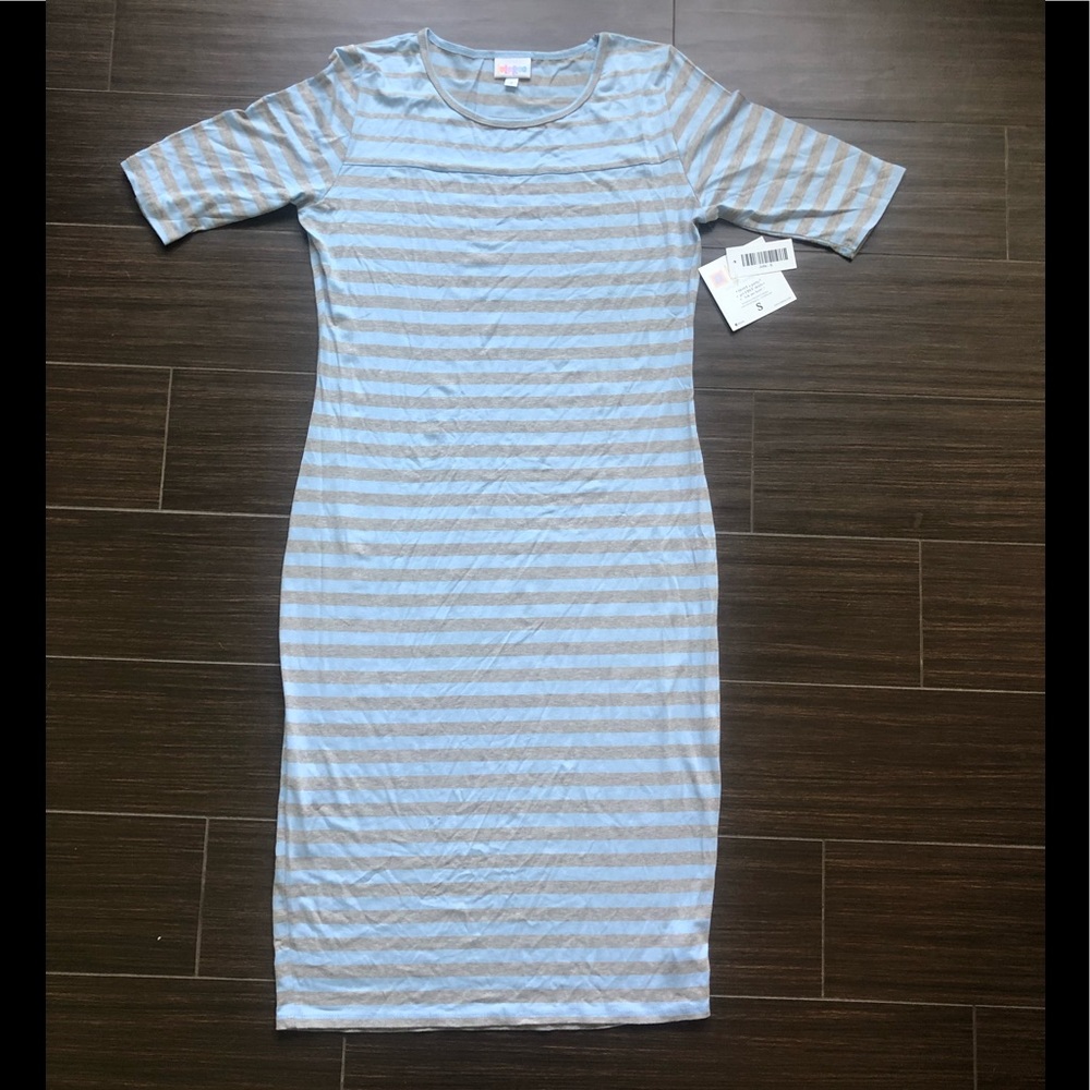LuLaRoe Julia Blue/Gray Fitted Pencil Dress S 2-4